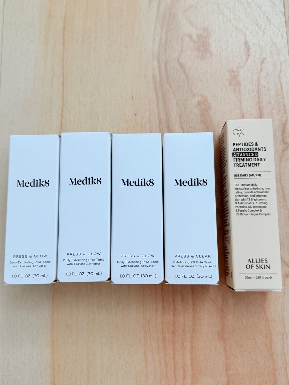 Allies of Skin Peptides treatment + 4x Medik8 Press&Glow, New